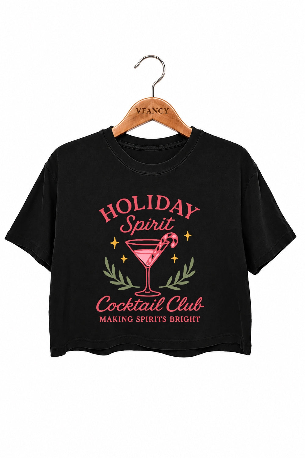 Pink holiday cocktail club crop top
