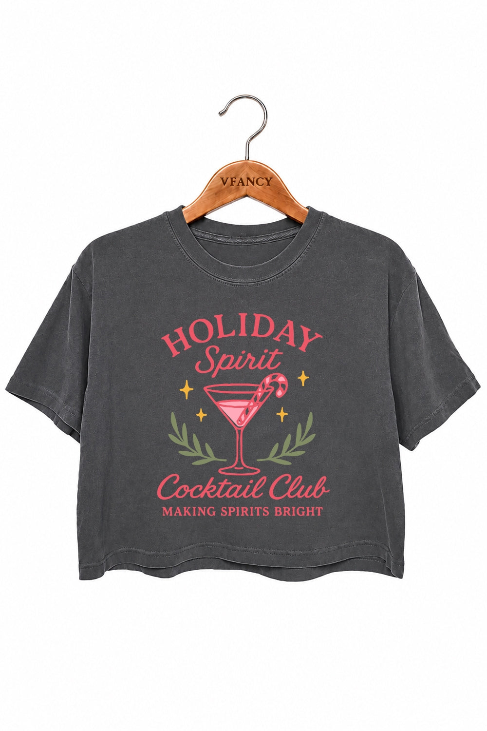 Pink holiday cocktail club crop top