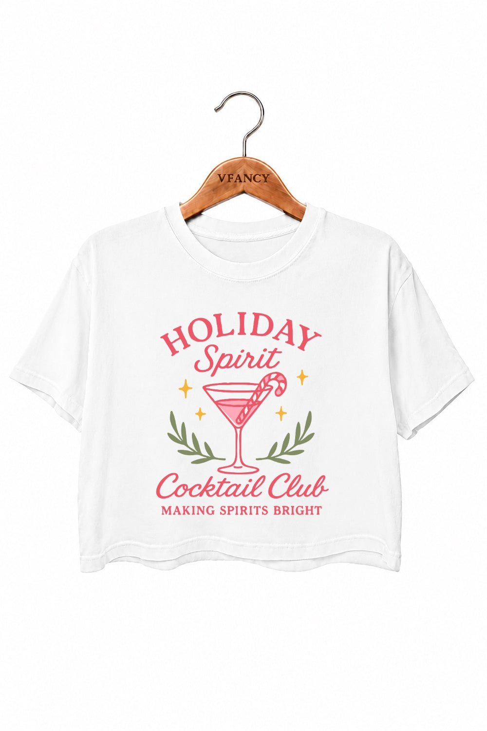 Pink holiday cocktail club crop top