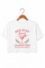 Pink holiday cocktail club crop top