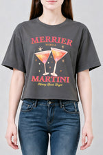Pink merrier with martni christmas crop top