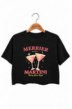 Pink merrier with martni christmas crop top
