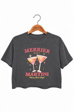 Pink merrier with martni christmas crop top
