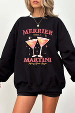 Pink merrier with martni christmas sweatshirt