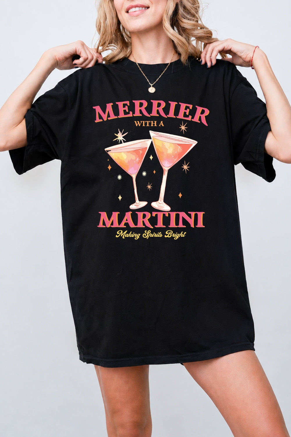 Pink Merrier With Martni Christmas Tee