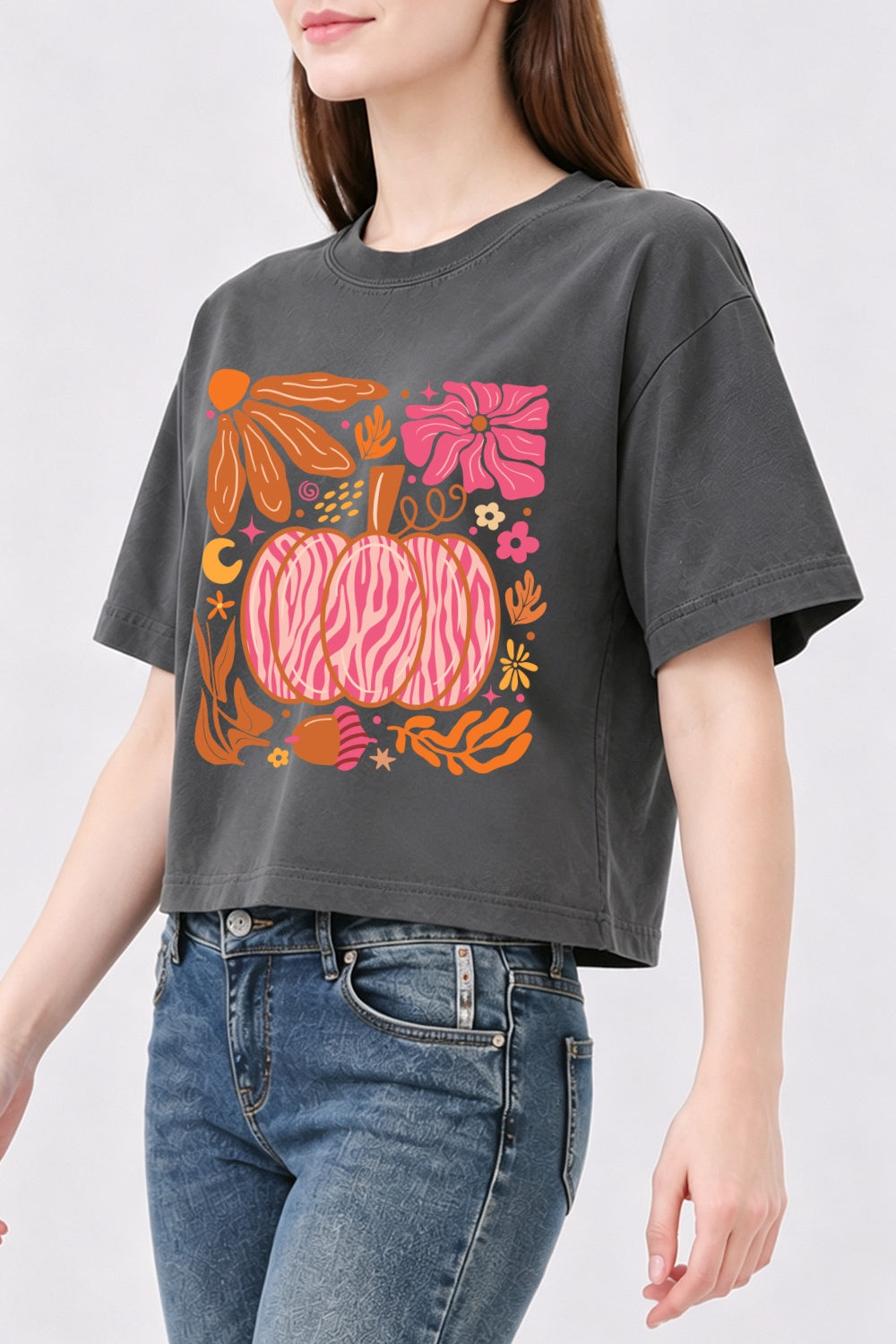 Pink pumpkin thanksgiving crop top
