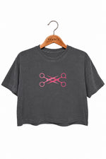 Pink scissors lesbian crop top