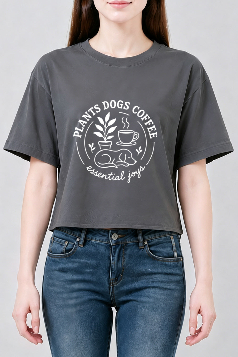 Plants dogs coffee crop top