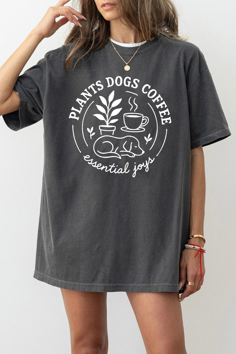 Plants dogs coffee tee