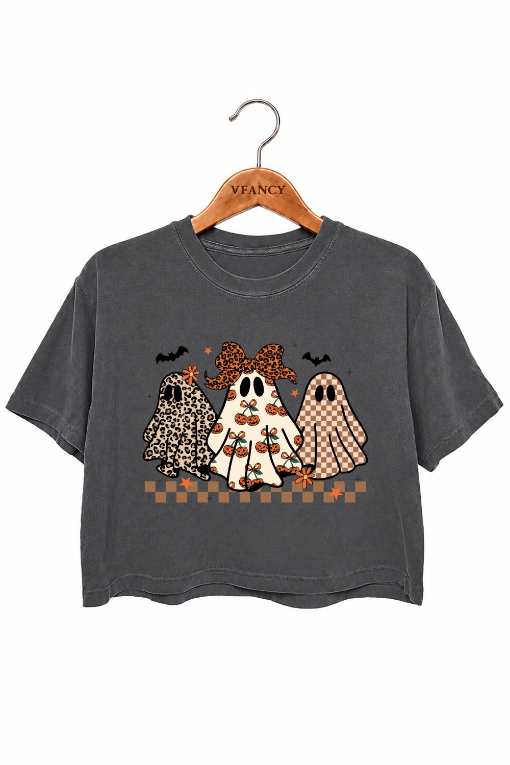Playful checkerboard ghost crop top