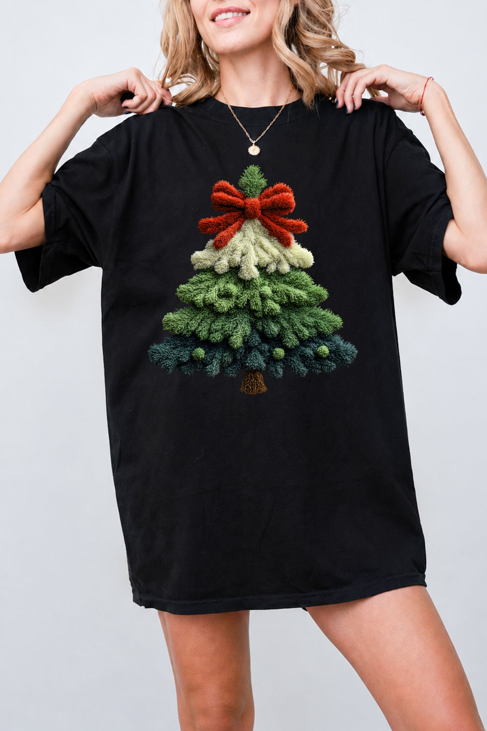 Plush christmas tree print tee