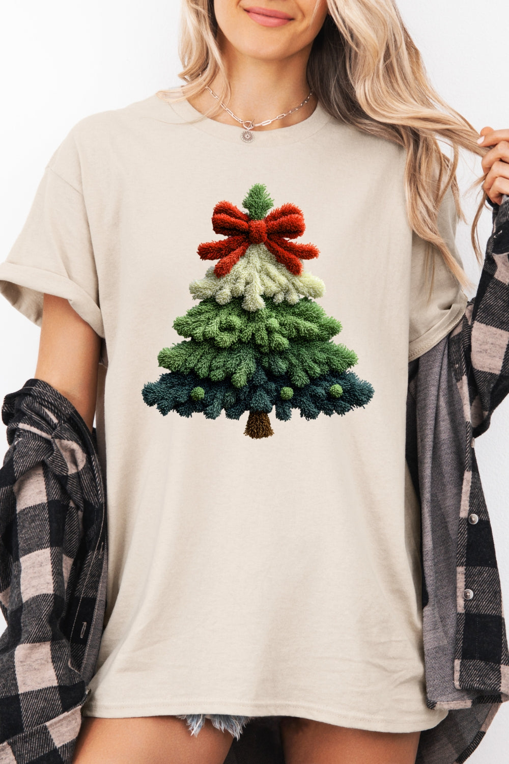 Plush christmas tree print tee