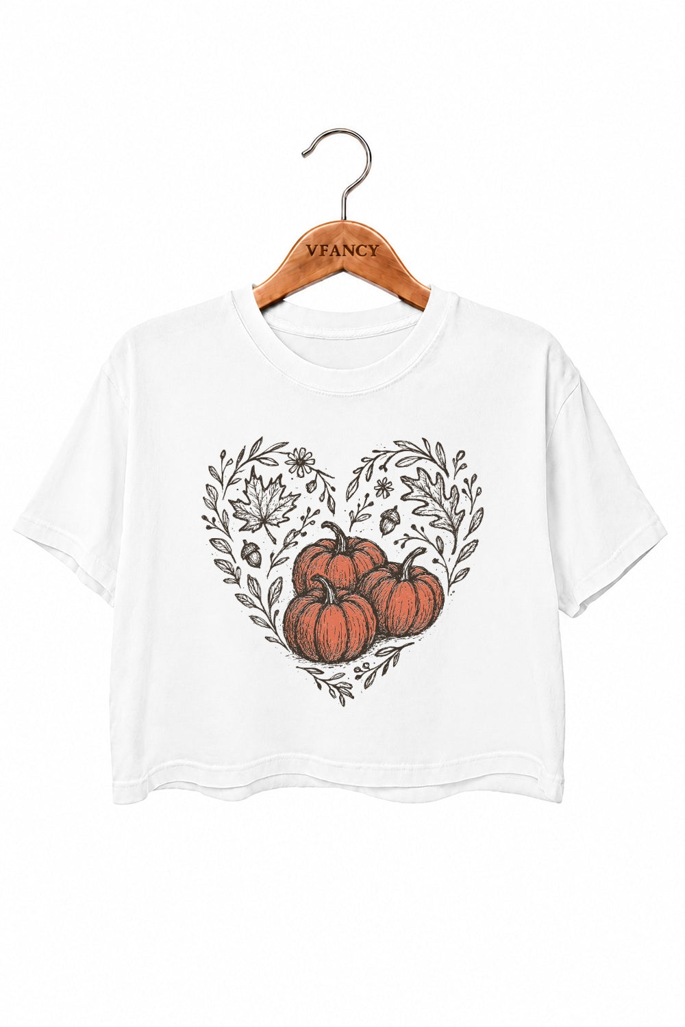 Pumpkins and maple leaves crop top
