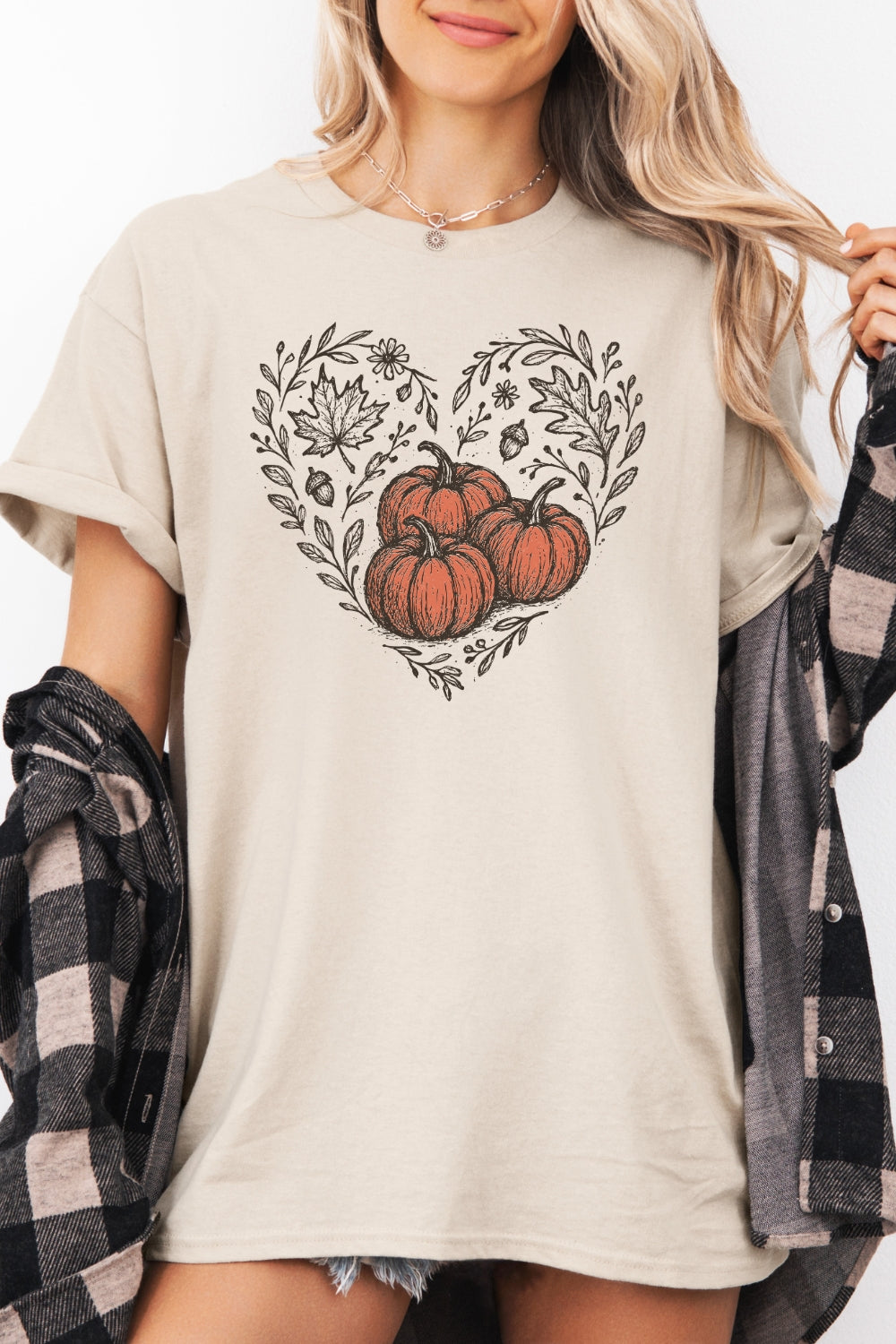 Pumpkins and maple leaves tee