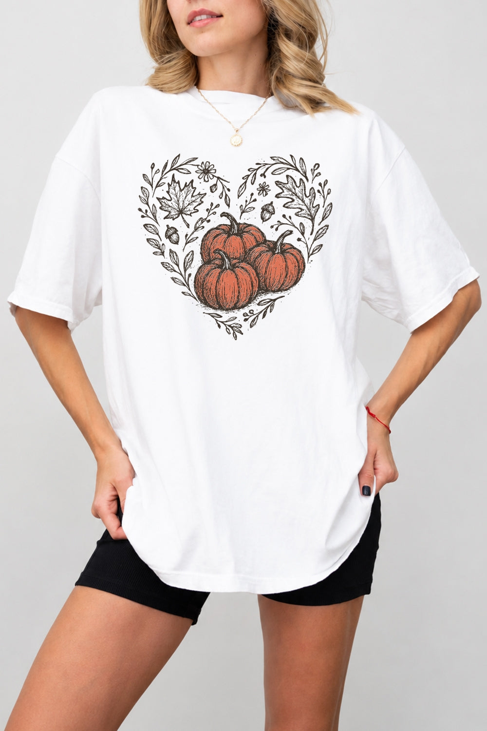 Pumpkins and maple leaves tee