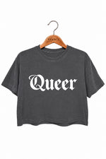 Queer gothic font crop top