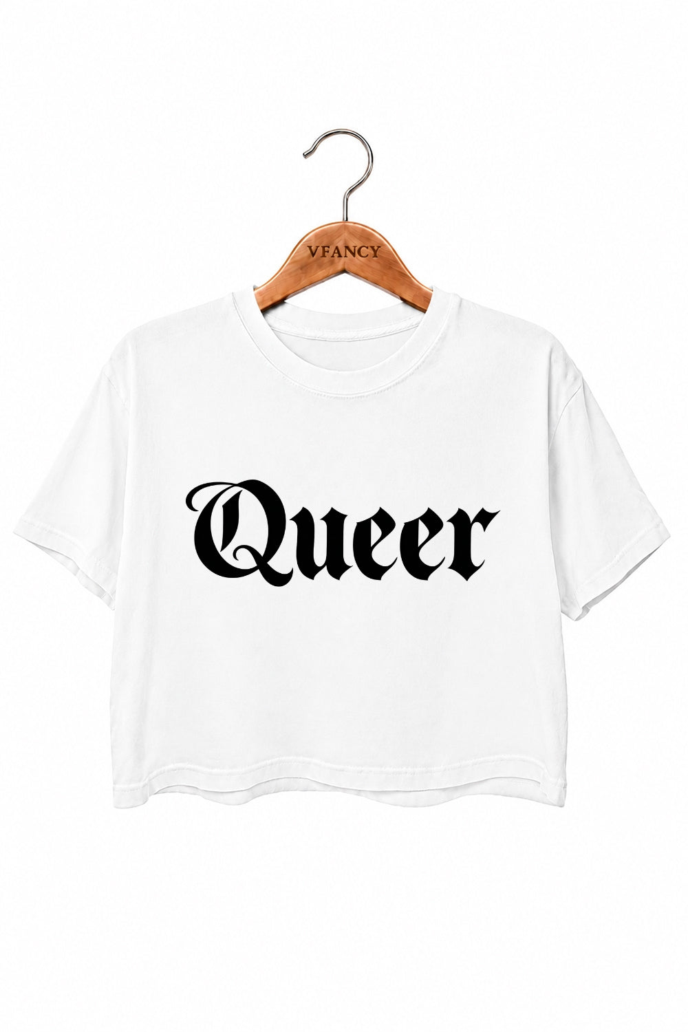 Queer gothic font crop top