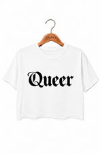 Queer gothic font crop top