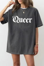 Queer gothic font tee