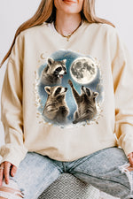 Raccoons gather around the moon sweatshirt