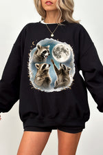 Raccoons gather around the moon sweatshirt