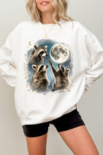Raccoons gather around the moon sweatshirt