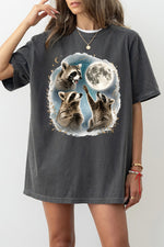 Raccoons gather around the moon tee
