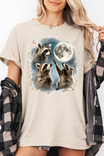 Raccoons gather around the moon tee