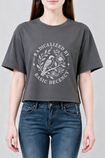 Radicalized by basic decency bird crop top