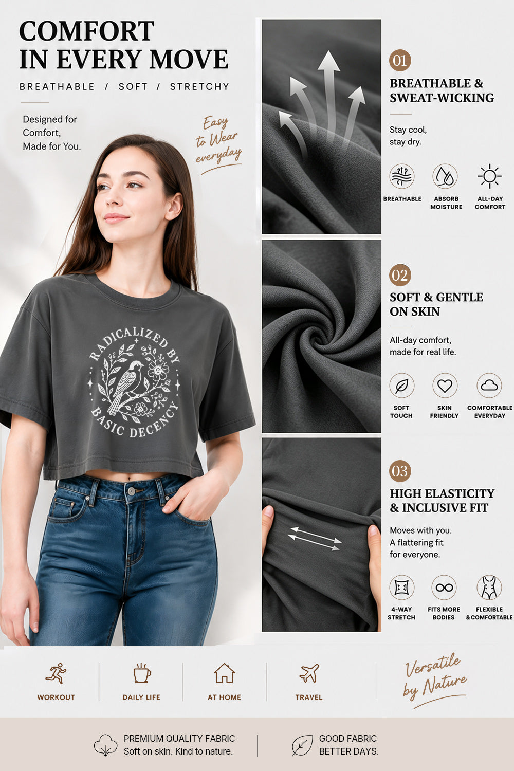 Radicalized by basic decency bird crop top