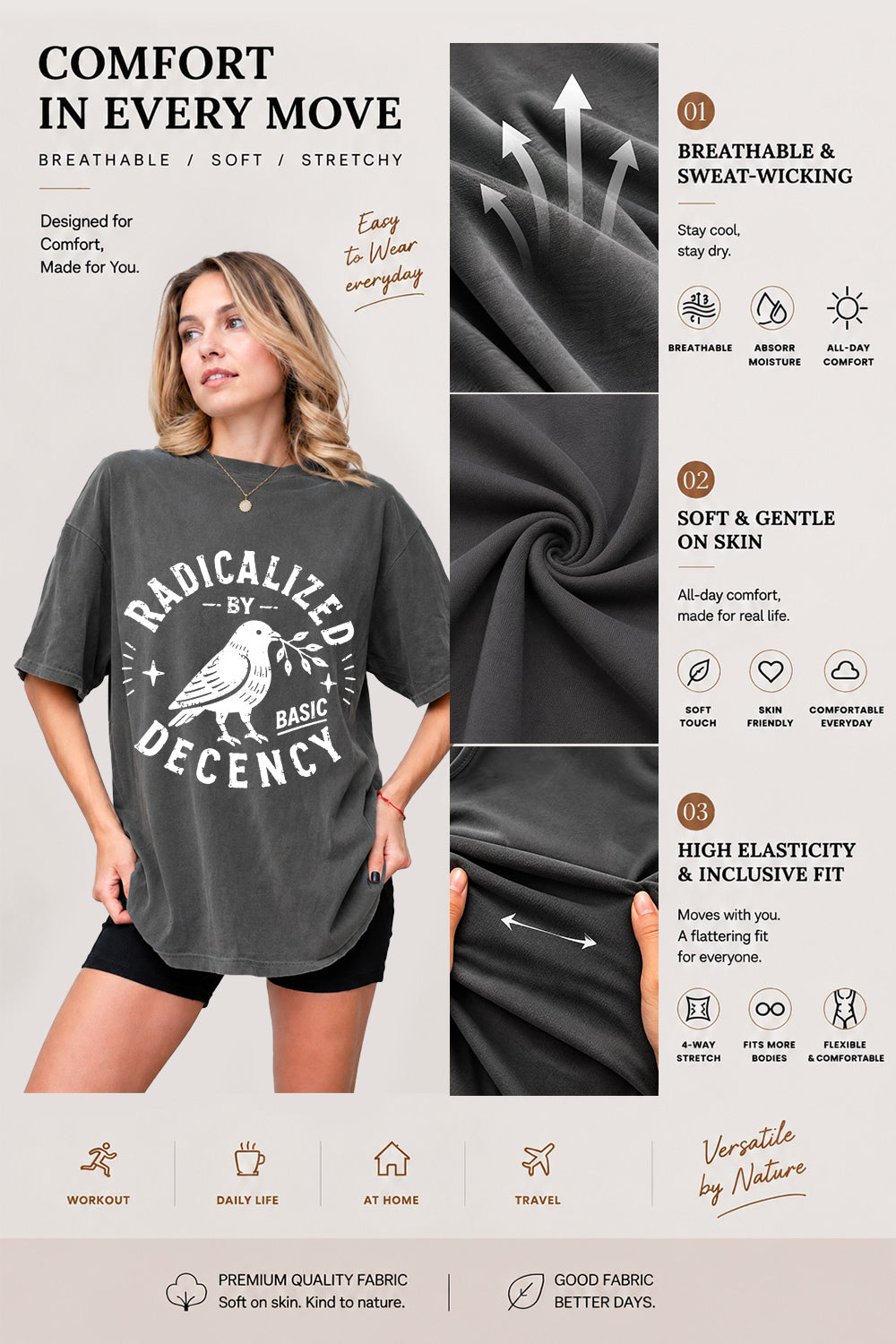 Radicalized by basic decency birds tee