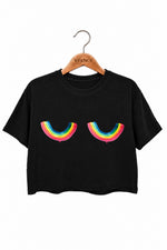 Rainbow chest funny crop top