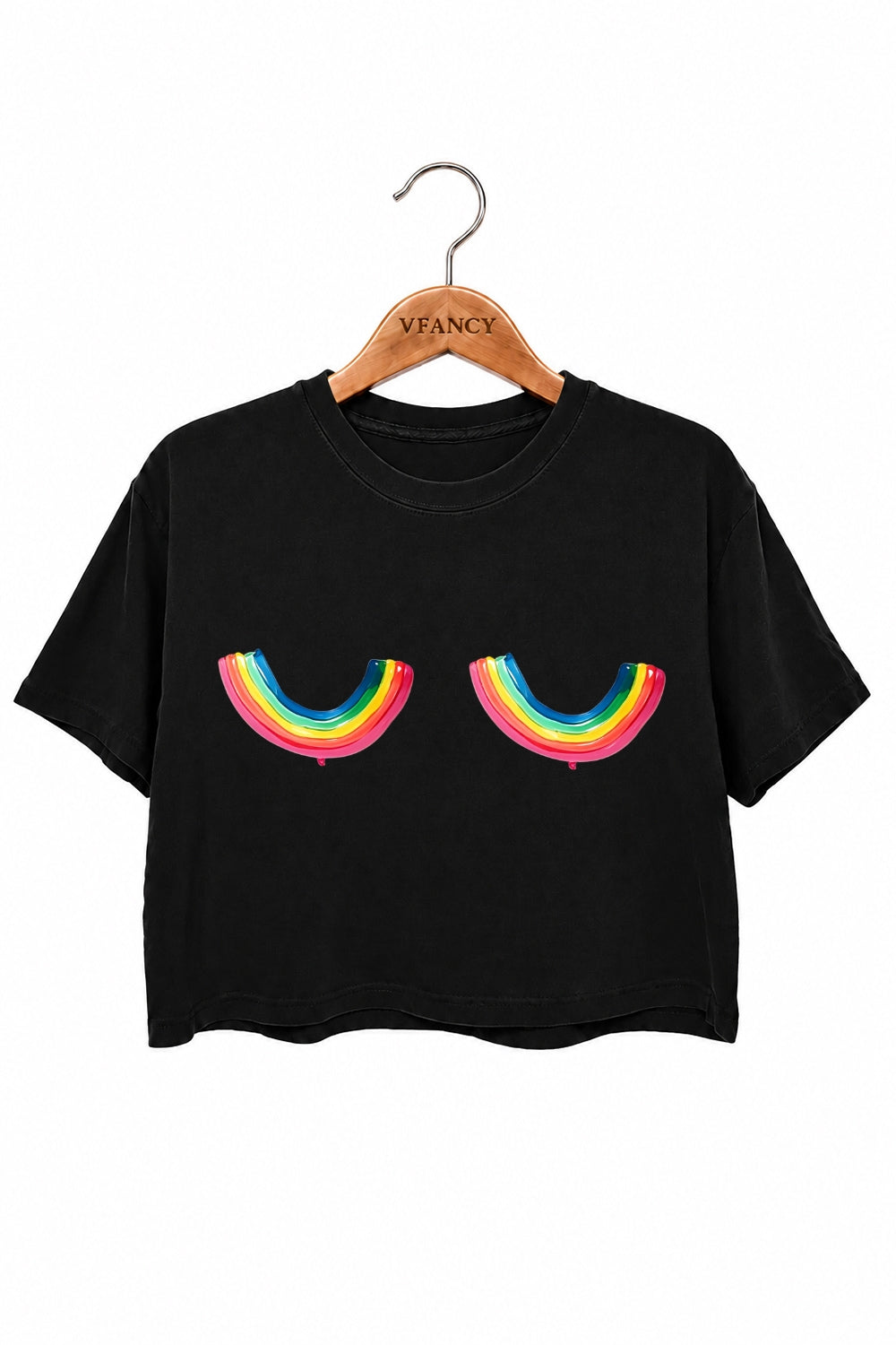 Rainbow chest funny crop top