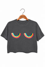 Rainbow chest funny crop top