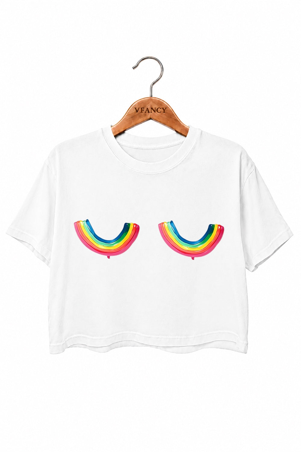 Rainbow chest funny crop top