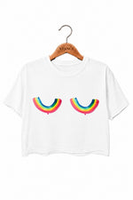Rainbow chest funny crop top