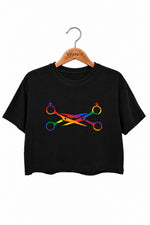 Rainbow scissors crop top