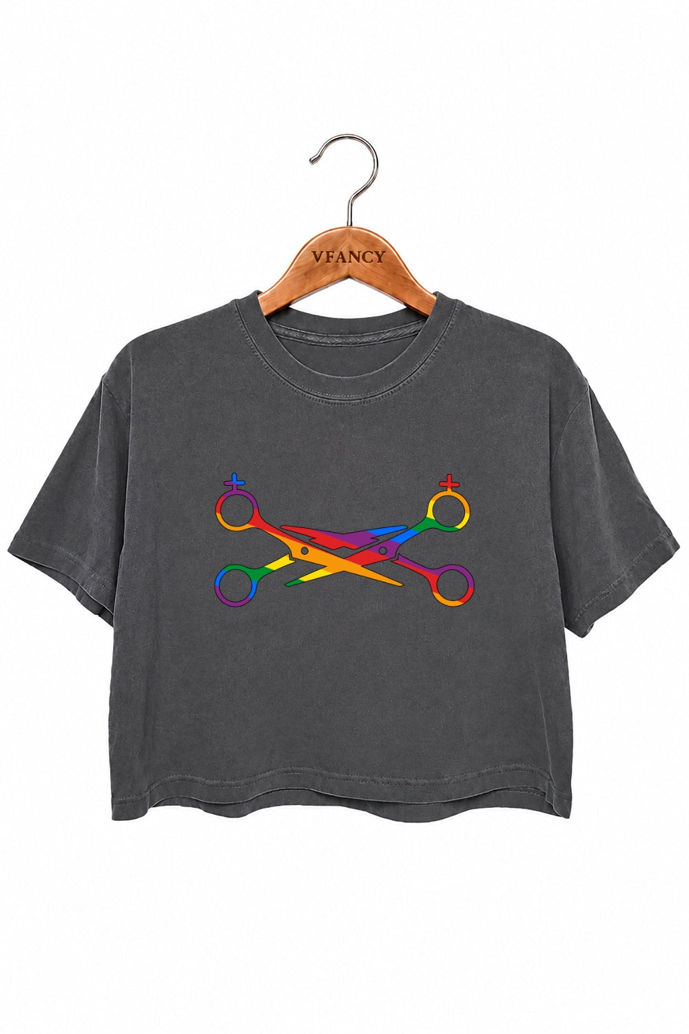 Rainbow scissors crop top