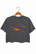 Rainbow scissors crop top