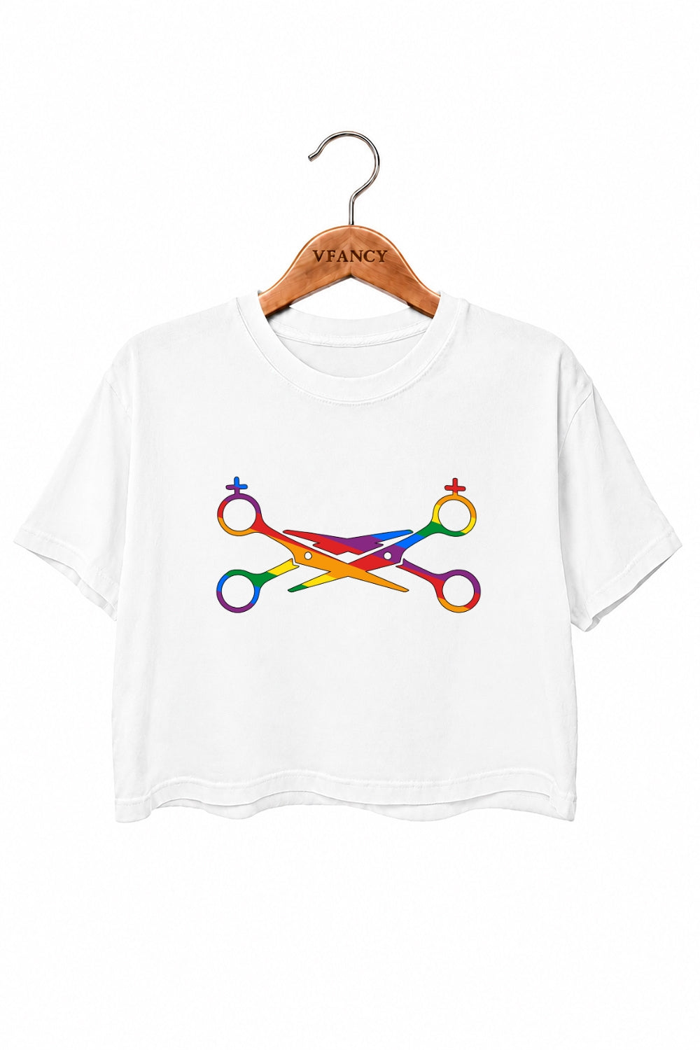 Rainbow scissors crop top