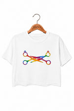 Rainbow scissors crop top