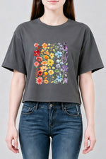 Rainbow wild flowers crop top