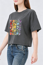 Rainbow wild flowers crop top