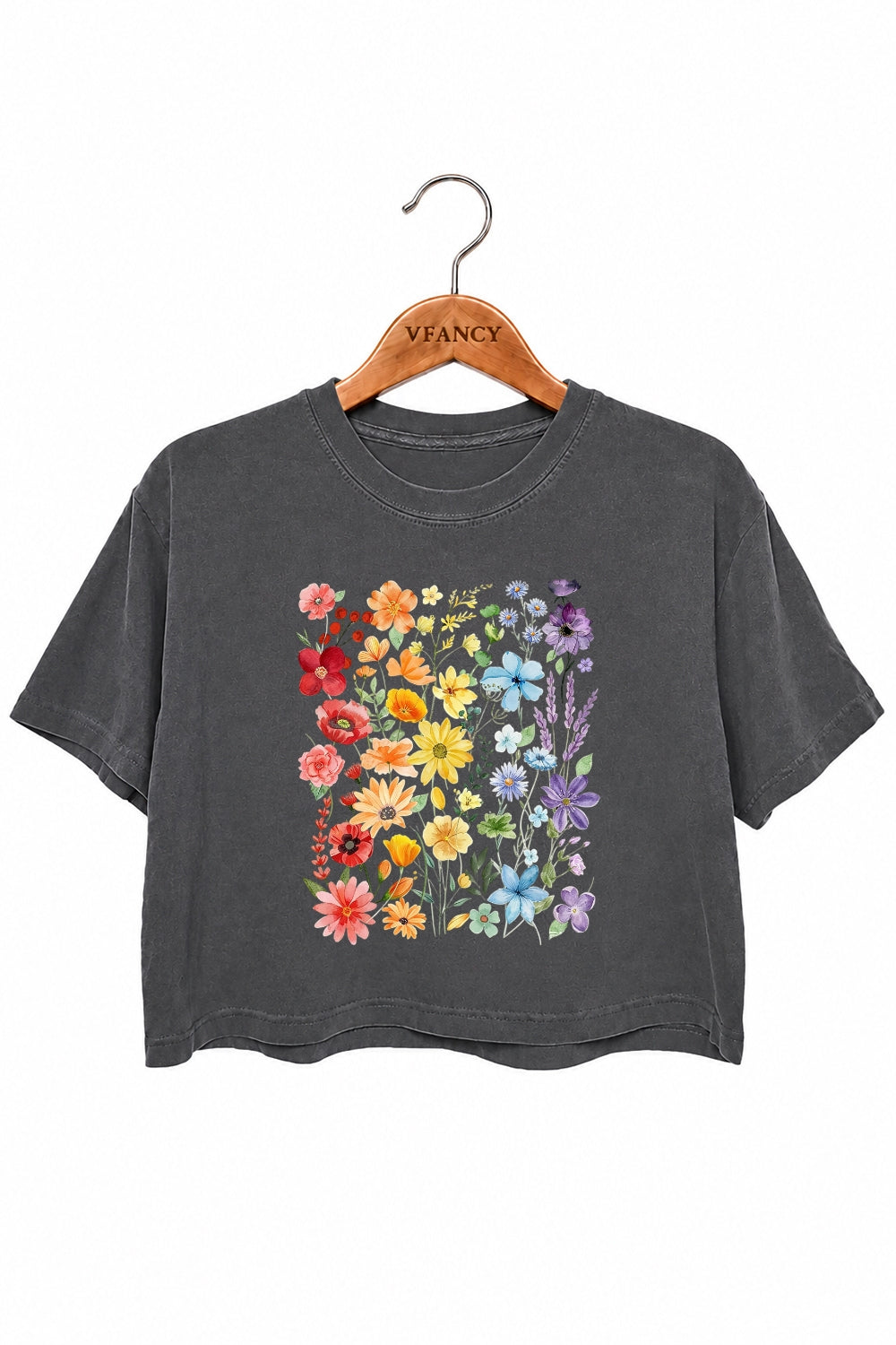Rainbow wild flowers crop top