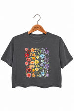 Rainbow wild flowers crop top