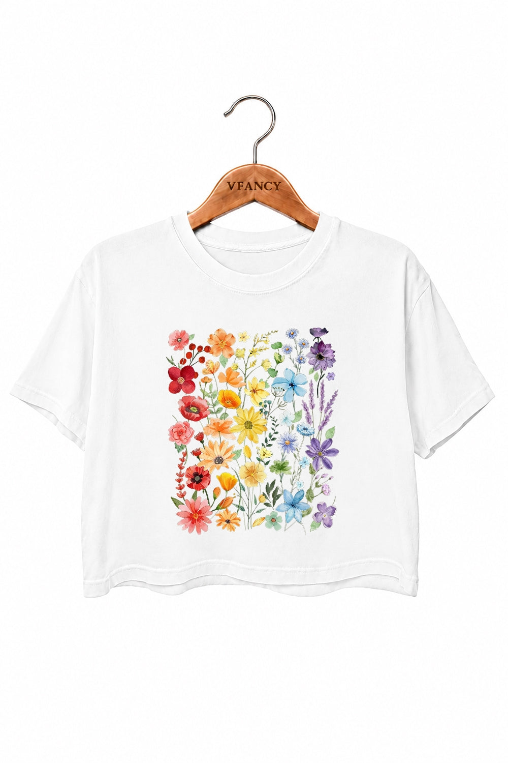 Rainbow wild flowers crop top