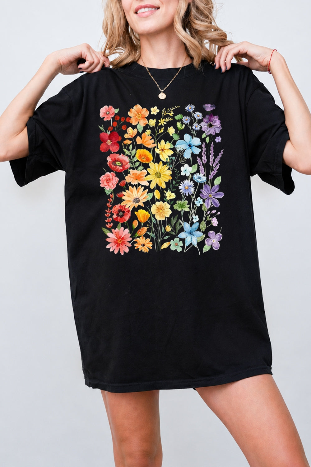 Rainbow wild flowers tee
