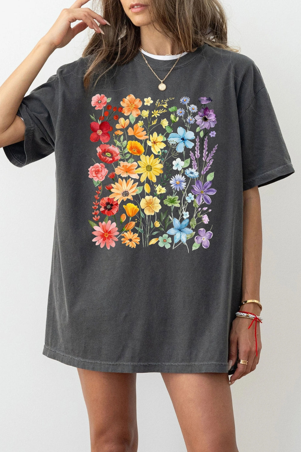 Rainbow wild flowers tee
