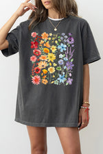 Rainbow wild flowers tee