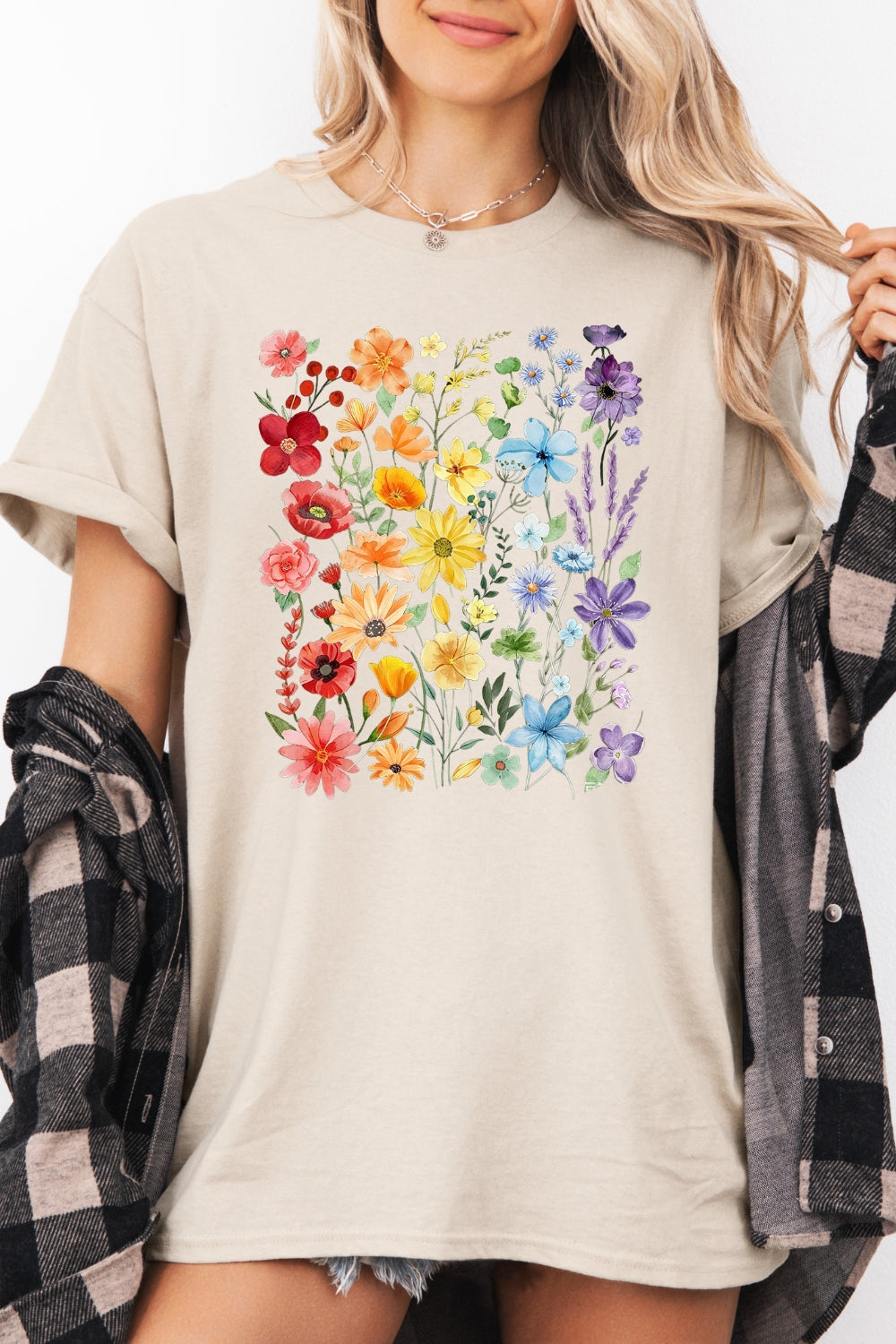 Rainbow wild flowers tee